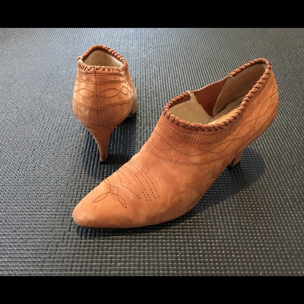 Suede Booties / Shoes with decorative stitching